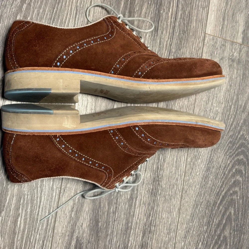 Johnston & Murphy Ellington Mens Wingtip Oxford Brown‎ Suede Dress Shoe 9.5M
